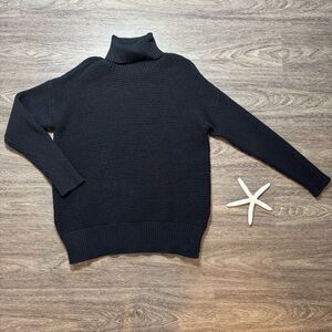 Philosophy Republic Clothing Women’s Black Ribbed Turtleneck Sweater, Medium